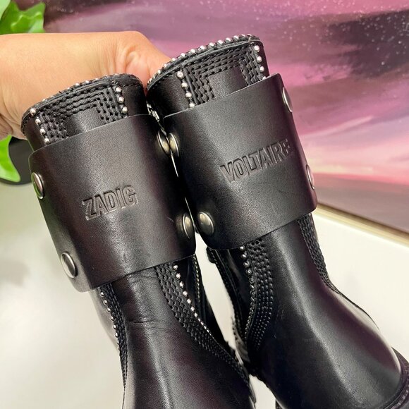 ZADIG & VOLTAIRE Joe Ankle Boots Leather in Black Size 37 / US 6 - Picture 12 of 16